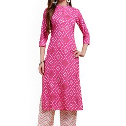 GREYSHADE Women Bandhani Printed Regular Kurta with Palazzos-picture-17