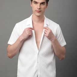 THE BEETEL HOUSE Men Comfort Regular Fit Cuban Collar Textured Casual Shirt-image-27