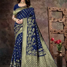 AMK FASHION Floral Woven Design Zari Banarasi Saree-picture-54