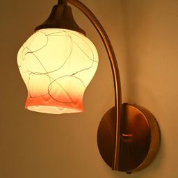Somil Premium Designer Glass Wall/Night Lamp Elegant & Stylish Dcor Accent for Modern Interiors, Color Orange, White, Size:- 10 x 10 x 28.5 CM-91