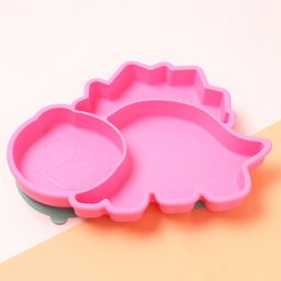 Silicone Three  Compartmented Dinosaur Plate - Pink-28