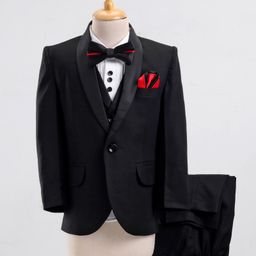 Robo Fry Cantonic Viscose Full Sleeves Party Suit With Bow - Black-image-120