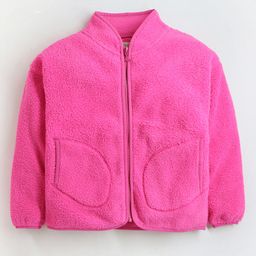Cherry Crumble By Nitt Hyman Full Sleeves Fur Lined Zipper Jacket - Hot Pink-image-98