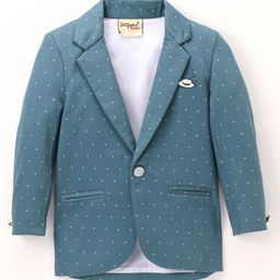 Dapper Dudes Full Sleeves Abstract Printed Blazer - Teal Blue-picture-3
