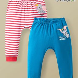 Babyoye Disney Full Length Diaper Leggings with Striped & Dumbo Graphics Pack of 2 - Red & Blue-image-61