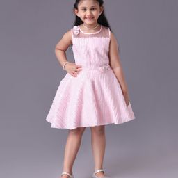Enfance Sleeveless Textured Floral Applique Dress - Pink-picture-35