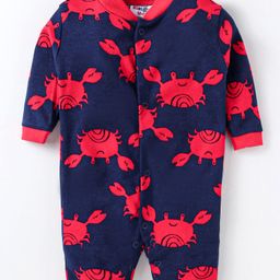 Kidi Wav Cotton Full Sleeves Crabs Printed Romper - Red-image-10