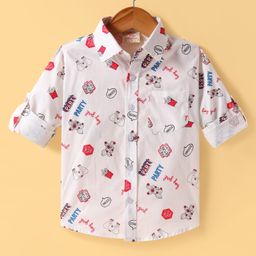 Rikidoos Full Sleeves Doodle Art Printed Shirt - White-image-29