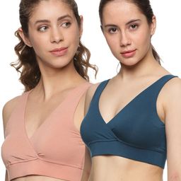 &Circus Modal Pack Of 2 Solid Maternity Bra With Nursing Access - Multi Colour-picture-4
