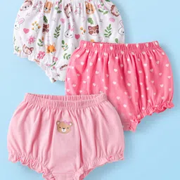 Babyhug 100% Cotton Antibacterial Bloomers With Animals & Hearts Print Pack Of 3 - Multi Colour-picture-2