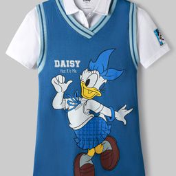 Ollington St. Disney Oversize Half Sleeve Overlapped One Piece Dress With Minnie Mouse Graphics With Collar Detailing - Blue-picture-6