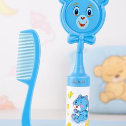 AEREX Newborn Baby Comb & Soft Brush Set | Natural Soft Bristles Grooming Hair Care Products for Babies | Infants | Baby Brush Set | Ideal for Baby Grooming Set | Perfect Baby Gift (Blue)-image-8