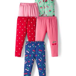 Babyhug Cotton Knit Full Length Leggings With Stretch Pack Of 5 - Multicolour-picture-42