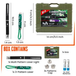Fiddlerz 2 in 1 Laser Light Pointer Pen Set with Multiple Pattern Heads Green and Red Beam Portable Presentation Pointer with Carrying Case (Batteries Included) image 3