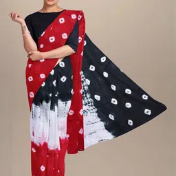 Dastkar Tie and Dye Pure Cotton Block Print Saree-picture-22