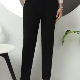 FITHUB Women Regular Fit High-Rise Cotton Formal Trouser-picture-1