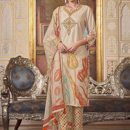 KALINI Floral Embroidered Thread Work Kurta with Trousers & Dupatta-46
