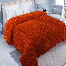 CHICERY Rust Geometric Mink Heavy Winter Double Bed Blanket-13