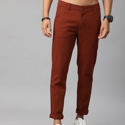 Roadster Men Rust Brown Solid Regular Trousers-picture-24