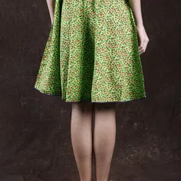 Exotic India Printed Pure Cotton Flared Skirt-image-53