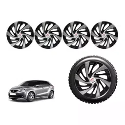 Auto Pearl SilBlk03 R15 Press Type Wheel Hubcap with Retention Ring 381 mm(15 Inch) for Maruti Suzuki Baleno 1.2 Alpha (Pack of 4 Pcs)-image-66