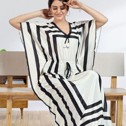 Gutthi Women Striped Maxi Kaftan Nightdress-image-67