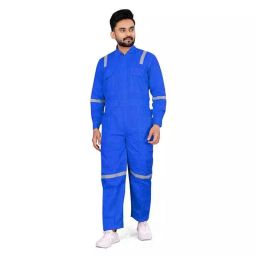 Areevanz 240 GSM Cotton Royal Blue Safety Coverall Boiler Suit with Reflective Tape Size- L-12