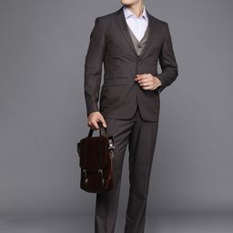 Louis Philippe Men Textured Slim Fit Single-Breasted Three-Piece Formal Suit-image-92