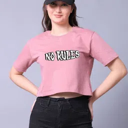 Lazy Lush Women Typography Printed Cotton Crop T-Shirt-image-74