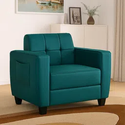 ARRA Green Velvet Remo Tufted Back Fabric 1 Seater Sofa-picture-34