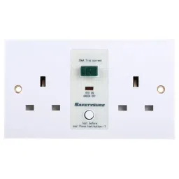 SafetySure 13A BS Fixing Passive 2 Gang RCD Socket Flush Mount Switched 230 V ac White, 6877339-image-87