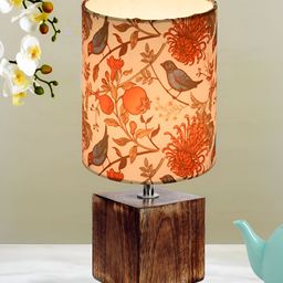 Homesake Red Wood Industrial Cylindrical Shaped Table Lamp-56