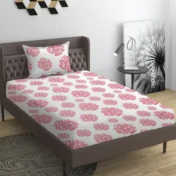 YaAkholic Pink 210 TC Single Bedsheet with 1 Pillow Covers-image-94