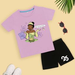 YK Disney Girls Printed Round Neck Pure Cotton T-shirt With Shorts-image-67