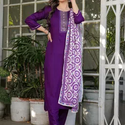 CANIZZARO Women Ethnic Motifs Printed Kurta with Trouser & Dupatta-picture-19