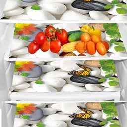 Aura 4-Pcs White & Yellow Printed Fridge Organisers-image-28