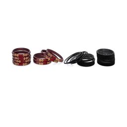 SOMIL Set Of 32 Maroon Alloy Artificial Stones & Beads Bangles-picture-21