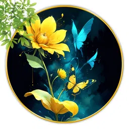 Aura Black & Blue 1 Piece Wood Floral and Botanical Wall Paintings-image-83