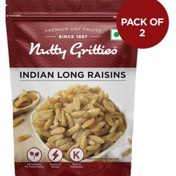 Nutty Gritties Long Seedless Premium Indian Green Raisins Pack of 2 - 200 gm-image-34