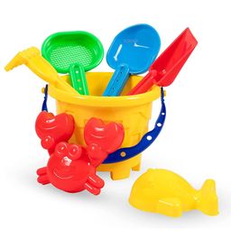 Mingkids Beach Toys Set For Kids Indian Made 7 Pieces Bucket Animal Mould Shovel Spade Tool Kit Beach Art Learning Outdoor Sand Birthday Gift Multicolor-6