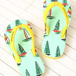 Pine Kids Slip On  Flip Flops Boat Print - Pista Green-image-118