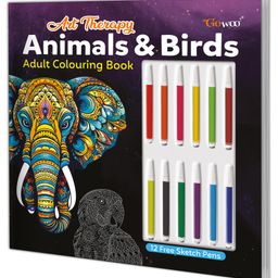 Art Therapy Animals and Birds Adult Colouring Book: Adult Colouring Book, activity book for adults, Mindful coloring activity book - English-10