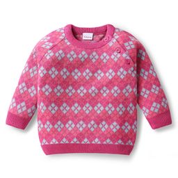 Babyhug Knitted Full Raglan Sleeves Pullover Sweater With Argyle Design - Pink-image-18
