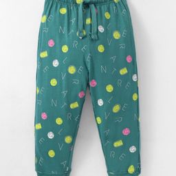 Doreme  Single Jersey Full Length Legging with Alphabet Print - Green-image-5