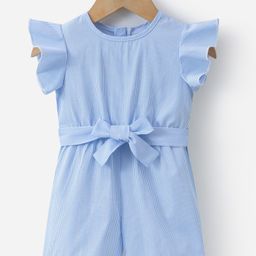 Mark & Mia Frill Sleeves Jumpsuit with Stripes - Blue & White-image-39