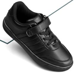 Pine Kids Velcro Closure Solid Color School Shoes - Black-image-98