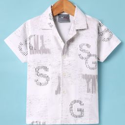 Dapper Dudes Half Sleeves Alphabets Printed Shirt - White-picture-0