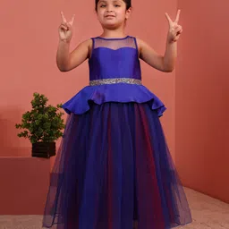 toy balloon kids Toy Balloon Sleeveless Gota Lace Embellished Peplum Style Gown - Blue-picture-43