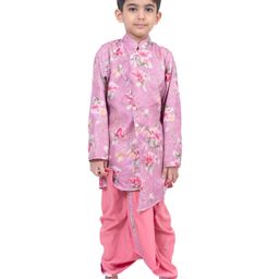Twisha Woven Full Sleeves Floral Printed Kurta & Coordinating Dhoti Set - Mauve-picture-36