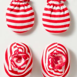 Ben Benny Fleece Knit Striped Mittens & Booties - Red & White-picture-2